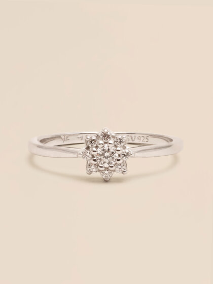Princess diamond flower ring - 0.17 ct