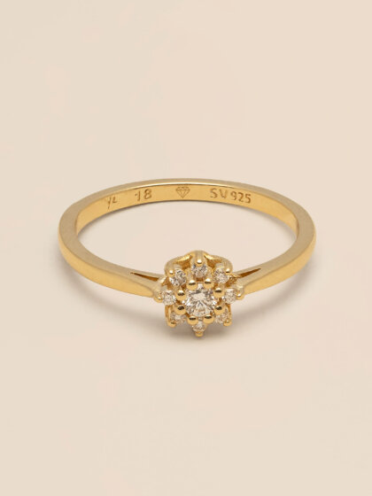 Princess diamond flower ring - 0.17 ct