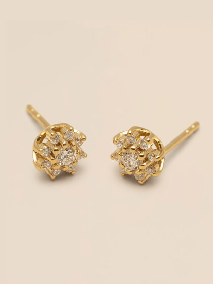 Princess diamond flower stud - 0.34 ct