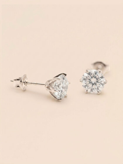 Tiara diamond studs 2ct (1.0ct+1.0ct) 18K IGI certificates